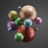 Abstract Colorful 3D Spheres, Marbles or Planets - 3D Illustration photo