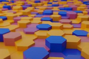 Colorful Geometric Hexagon 3D Background Pattern Texture - 3D Illustration. photo
