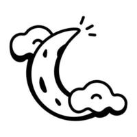 Download captivating doodle icon of cloudy night vector