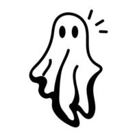 A spooky doodle icon of ghost vector