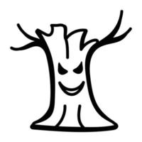 Get this doodle icon of scary tree vector