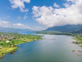 Landscape with lake and mountains photo