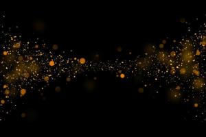 Gold glittering stars dust and bokeh background. Abstract christmas glow light texture. photo