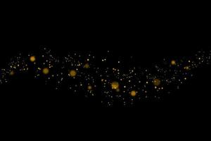 Gold glittering stars dust and bokeh background. Abstract christmas glow light texture. photo