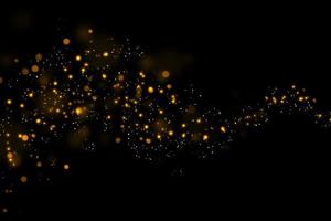 Gold glittering stars dust and bokeh background. Abstract christmas glow light texture. photo