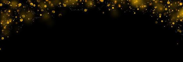 Gold glittering stars dust and bokeh background. Abstract christmas glow light texture. photo