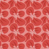 Hand drawn red flowers pattern. Seamless pattern vector. vector