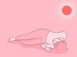A fainting and passing out woman in the sun. Sunstroke concept. flat vector illustration.