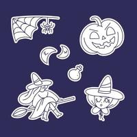 conjunto de pegatinas místicas de artículos de brujas para halloween vector