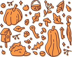 Cozy Autumn Linear Clip Art Collection vector