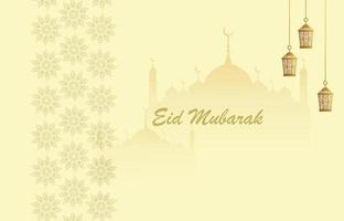 Eid Mubarak and Ramadan lanterns vector