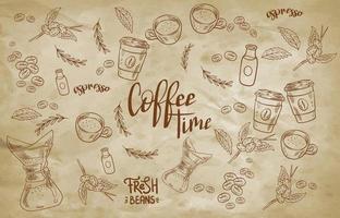 Coffee brewing methods. Seamless pattern with doodle coffee stuff.  Hand-drawn background. Vector illustration. Stock Vector by ©runLenarun  82993418