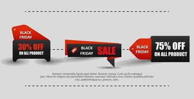 Various black friday sale banners with text vector