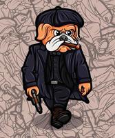 Gangster cute pug dog illustration