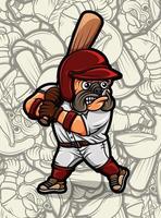 Cute pug dog playing baseball illustration vector