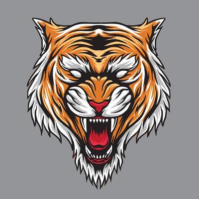 tiger head design on gray background
