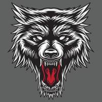 wolf head design on gray background vector