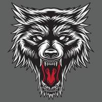 wolf head design on gray background vector