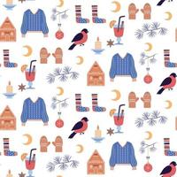 Seamless pattern with winter elements. vector illustration