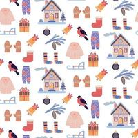 Seamless pattern with winter elements. vector illustration