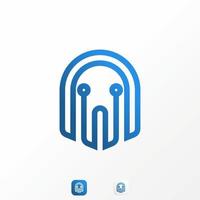 Fantasma divertido simple y único en línea con tecnología o señal de red imagen icono gráfico diseño de logotipo concepto abstracto vector stock. se puede utilizar como símbolo relacionado con la computadora o el hacker