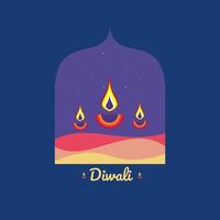 ilustración de diseño plano o póster o volante, festival de diwali vector