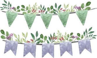 Water holiday tender flags and garlands with flowers vector