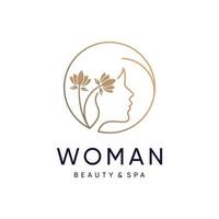 diseño de logotipo de belleza de mujer con concepto de naturaleza vector