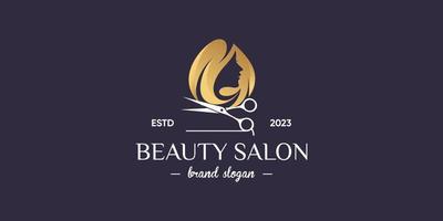 diseño de logotipo de mujer con concepto de salón de belleza vector