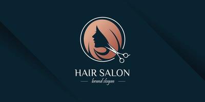 diseño de logotipo de corte de pelo para moda con concepto creativo vector