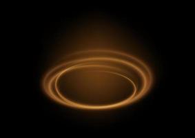 efecto de luz de anillo de círculo dorado sobre fondo negro vector