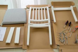 Assembly wooden chair furniture at home photo