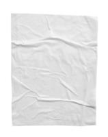 Blank white crumpled and creased paper poster texture isolated on white background photo