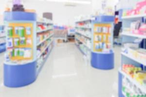 pharmacy drugstore shelves interior blurred abstract background photo