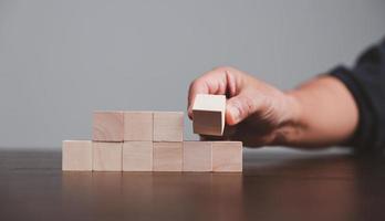 Blank wood cube or wooden block object for background use with copy space. Circle or square box toys for inserting concept icon symbol of business education strategy success. geometry for creativity. photo