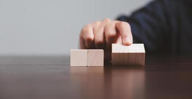 Blank wood cube or wooden block object for background use with copy space. Circle or square box toys for inserting concept icon symbol of business education strategy success. geometry for creativity. photo