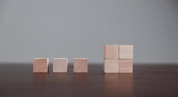 Blank wood cube or wooden block object for background use with copy space. Circle or square box toys for inserting concept icon symbol of business education strategy success. geometry for creativity. photo