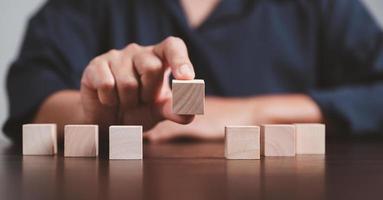 Blank wood cube or wooden block object for background use with copy space. Circle or square box toys for inserting concept icon symbol of business education strategy success. geometry for creativity. photo