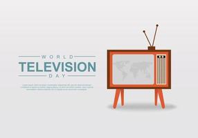 fondo del día mundial de la televisión con una gran televisión vintage. vector