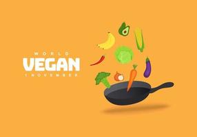 fondo del día mundial vegano con vegetales celebrado el 1 de noviembre. vector