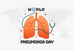World pneumonia day background with big lungs. vector