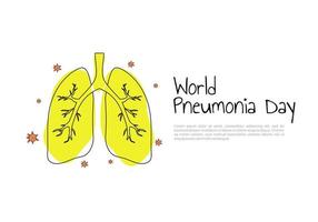 World pneumonia day background with big lung. vector