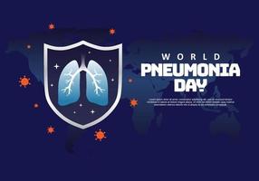 World pneumonia day background with lung in shield. vector