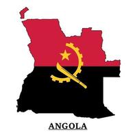diseño del mapa de la bandera nacional de angola, ilustración de la bandera del país de angola dentro del mapa vector