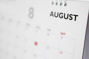 página de calendario de agosto con meses y fechas concepto de reunión de cita de planificación empresarial foto