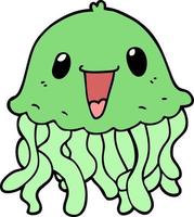 Doodle personaje dibujos animados medusas vector