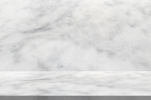 white marble table with natural wall texture background for mockup product display template photo