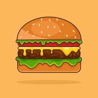 Burger Cartoon Vector Illustration. Suitable for Sticker, Symbol, Logo, Icon, Clipart, Etc