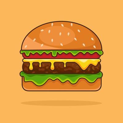 Burger Cartoon Vector Illustration. Suitable for Sticker, Symbol, Logo,  Icon, Clipart, Etc 13003046 Vector Art at Vecteezy