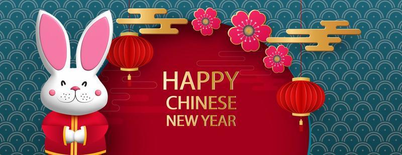 Happy chinese new year 2023 year of the rabbit 7718933 Vector Art at  Vecteezy